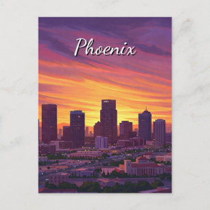Cartão Postal Sunset Phoenix Skyline Arizona