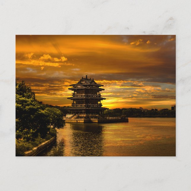 Cartão postal Sunset próximo a Yixing (Frente)