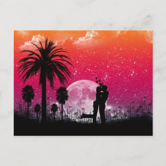 Cartão Postal Sunset Romântico no Cartão-postal das Palmas