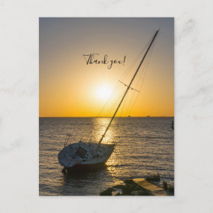 Cartão Postal Sunset Sailboat Navik Golfo Breze Obrigado