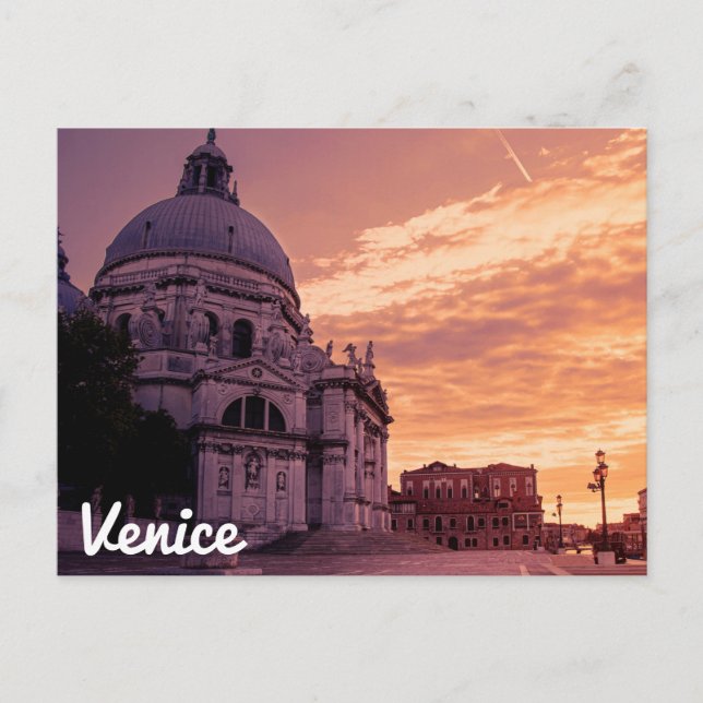 Cartão Postal Sunset sobre Basilica em Veneza (Frente)