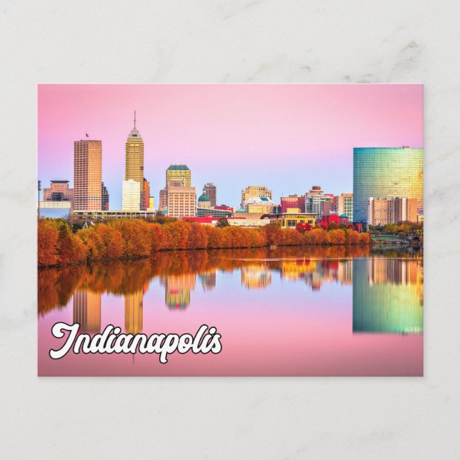 Cartão Postal Sunset Sobre Linda Indianápolis, Indiana, EUA (Frente)