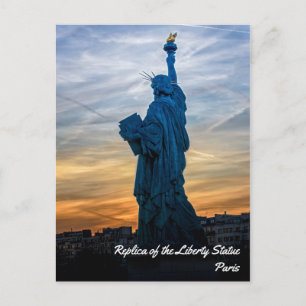 Cartão Postal Sunset sobre Réplica da Estátua da Liberdade em 