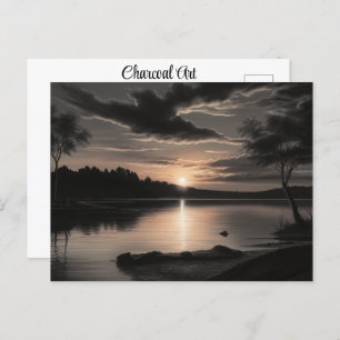 Cartão Postal Sunset Sunrise Glassy Lake Charcarbonus Arte