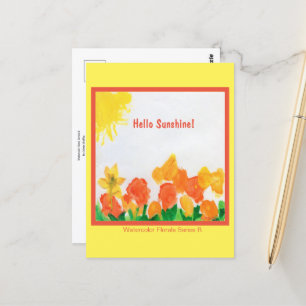 Cartão Postal Sunshine Watercolor Floral