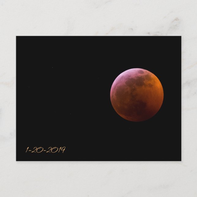 Cartão Postal Super Blood Wolf Moon - Total Lunar Eclipse (Frente)