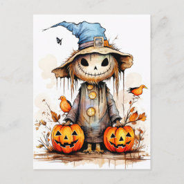 Cartão Postal Super Bonito Espantalho do Halloween