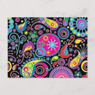 Cartão Postal Super Funky Paisley Pattern