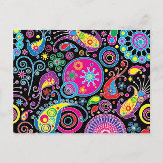 Cartão Postal Super Funky Paisley Pattern