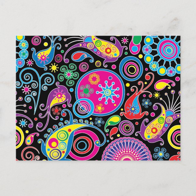 Cartão Postal Super Funky Paisley Pattern (Frente)