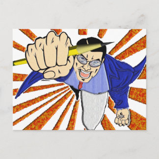 Cartão Postal Super-herói com Lápis