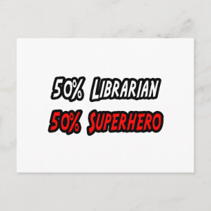 Cartão Postal Super-herói Half Bibliotecário