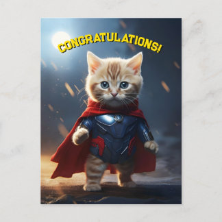 Cartão Postal Super-herói Kitten