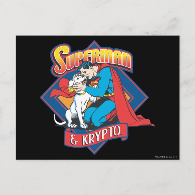 Cartão Postal Super-homem com Krypto (Frente)