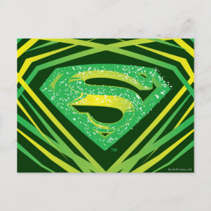 Cartão Postal Super-Homem Estilizado   Logotipo Decorativo Verde