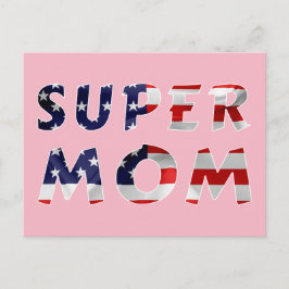 Cartão Postal Super-mãe e a bandeira americana