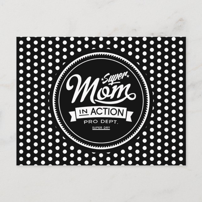 Cartão Postal Super Mãe Em Ação Escuro (Frente)