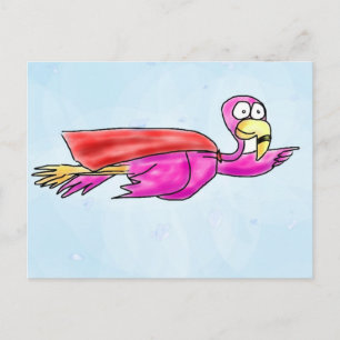 Cartão Postal Super Pink Flamingo com Arte Whimscópica Cabo Voa