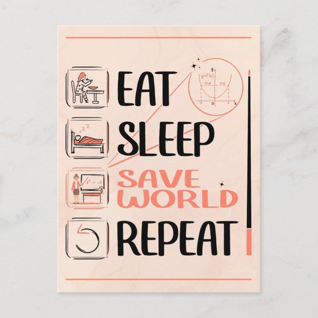 Cartão Postal Super Professor de Matemática Salva o Mundo. Obrig (Frente)