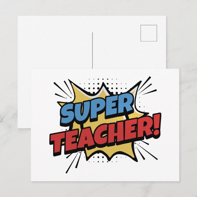 Cartão Postal Super Professor Estilo Quadrinhos (Frente/Verso)