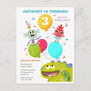 Cartão Postal Super Simples   Aniversário Colorido Rhymington