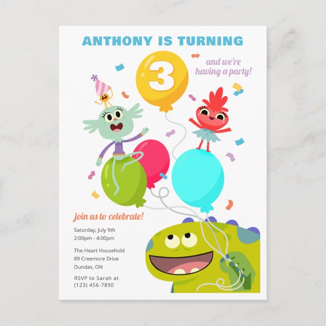 Cartão Postal Super Simples | Rhymington Confetti Birthday (Frente)