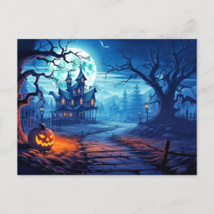 Cartão Postal Super Sinistro Pumpkin e Casa Assombrada