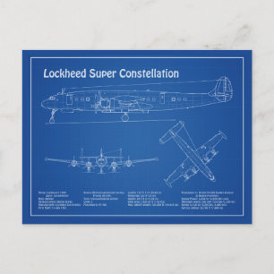 Cartão Postal Superconstelação L-1049 Lockheed - Planos AD