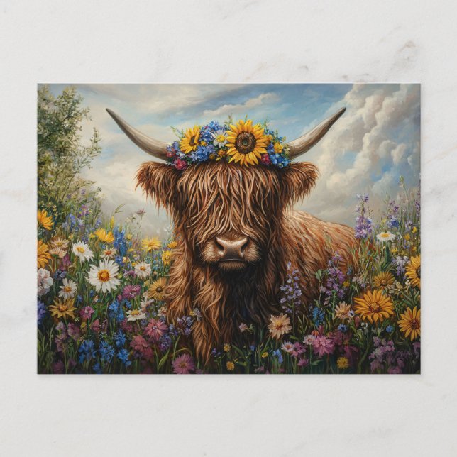 Cartão Postal Superfície Vaca Flor Selvagem (Frente)