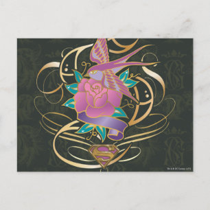 Cartão Postal Supergirl Bird e Flower