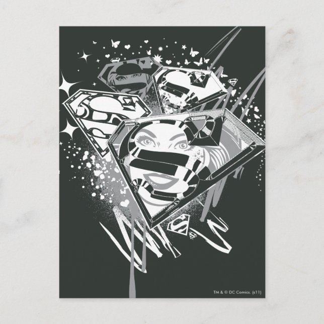 Cartão Postal Supergirl Black and White (Frente)
