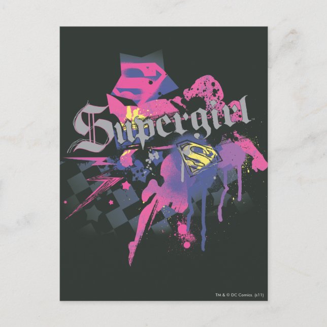 Cartão Postal Supergirl Checkered Splatter (Frente)