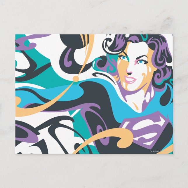Cartão Postal Supergirl Color Splash Swirls 1 (Frente)
