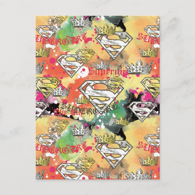 Cartão Postal Supergirl Crown Pattern (Frente)
