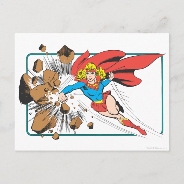 Cartão Postal Supergirl Destroys Boulder (Frente)