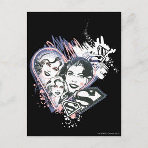 Cartão Postal Supergirl Face Collage