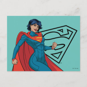 Cartão Postal Supergirl Flutuando no Traje Azul