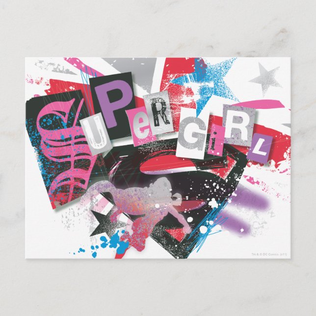 Cartão Postal Supergirl Grunge Design (Frente)