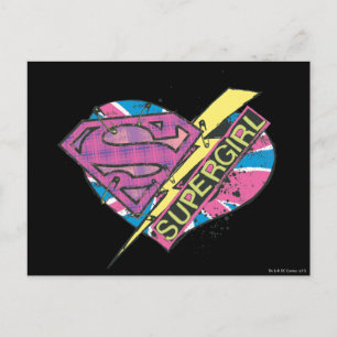 Cartão Postal Supergirl Heart e Bolt