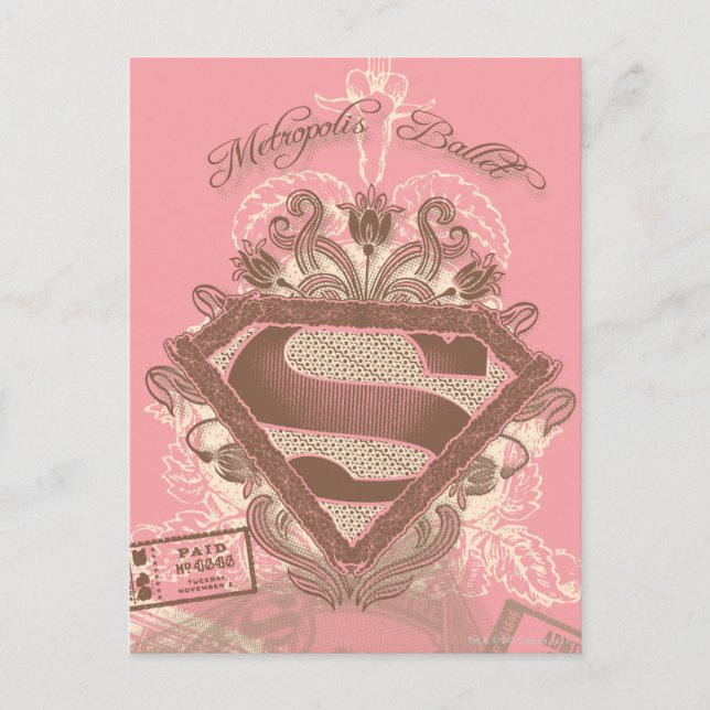 Cartão Postal Supergirl Metropolis Balé Rosa (Frente)