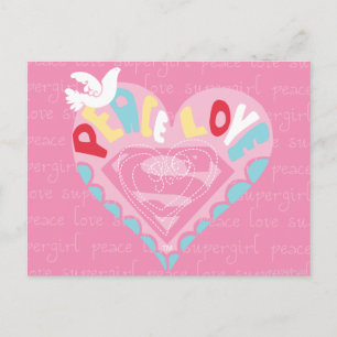 Cartão Postal Supergirl Peace and Love Pink