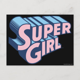 Cartão Postal Supergirl Pink and Blue Logo