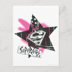 Cartão Postal Supergirl Pink Spray Paint Star