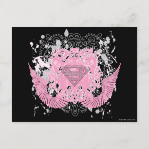 Cartão Postal Supergirl Pink Winged Design