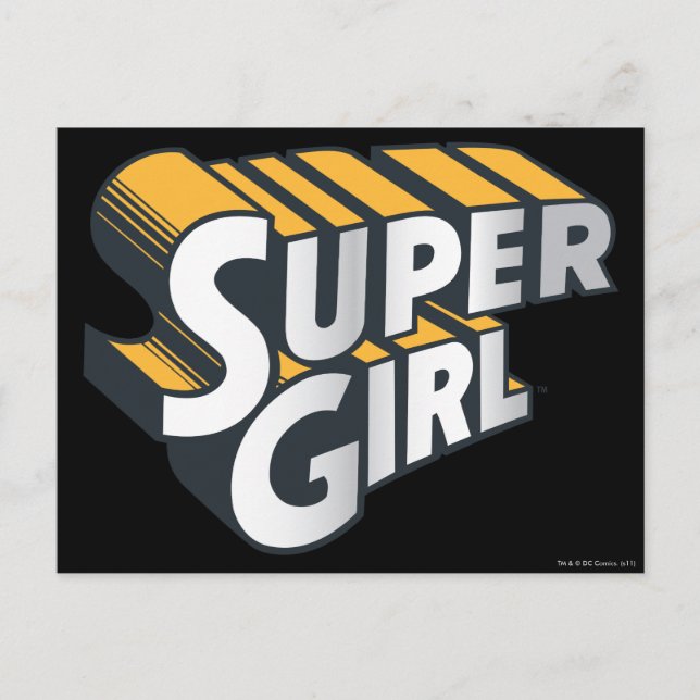 Cartão Postal Supergirl Silver e Logotipo Laranja (Frente)