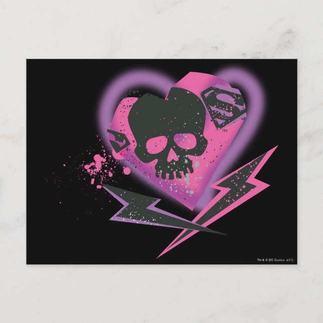 Cartão Postal Supergirl Skulls and Lightning (Frente)