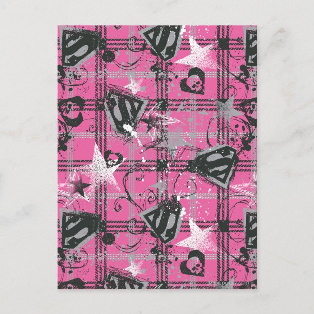 Cartão Postal Supergirl Stars and Skulls Patterno (Frente)