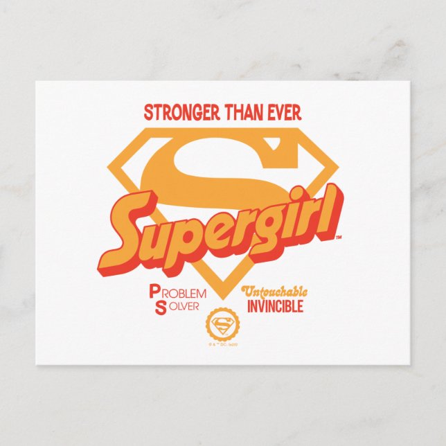 Cartão Postal Supergirl Stronger Thever Retro Graphic (Frente)