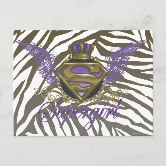 Cartão Postal Supergirl Zebra Print (Frente)