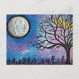 Cartão Postal Superlua e Paisagem em Árvore